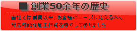 [創業50余年の歴史] 成瀬金属では創業以来、お客様のニーズに応えるべく、鉄・ステンレスを主とした金属加工の技術を増やし、製品を製造して参りました